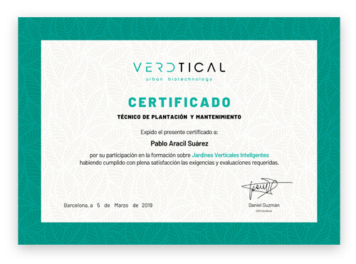 certificado curso jardines verticales